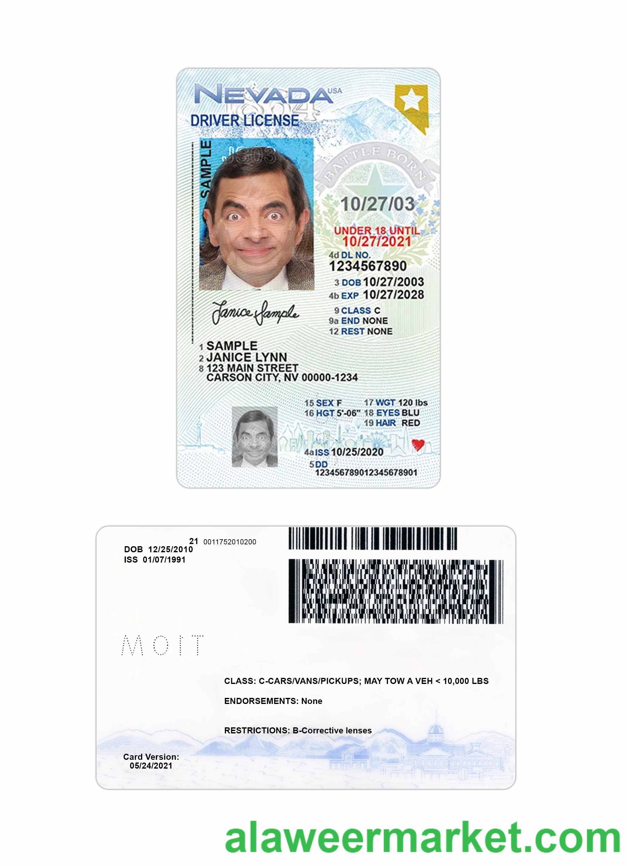 USA Nevada under 21 driving license
